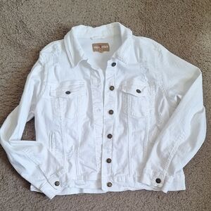 Red Star White Denim Jacket Size Large